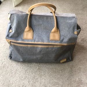 Stylish Gray and Tan Duffel Bag